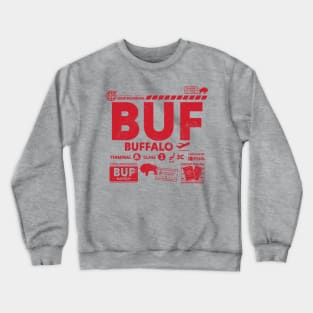 Vintage Buffalo BUF Airport Code Travel Day Retro Travel Tag New York Crewneck Sweatshirt